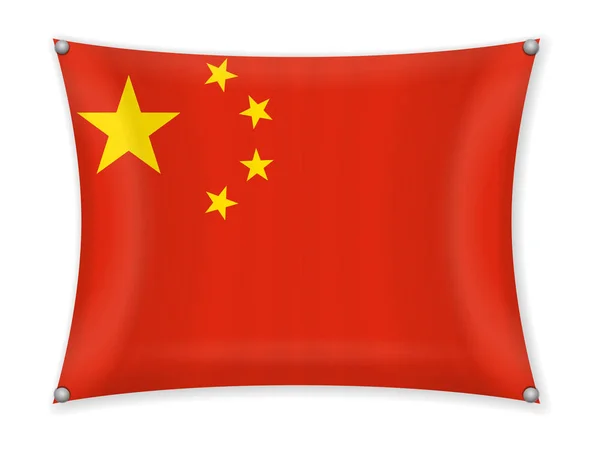 Viftar Kina Flagga Vit Bakgrund — Stock vektor