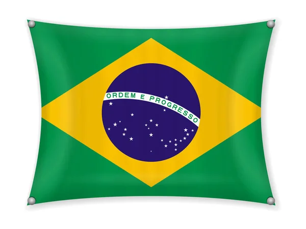 Acenando Bandeira Brasil Fundo Branco — Vetor de Stock