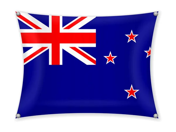 Sventolando Bandiera Della Nuova Zelanda Sfondo Bianco — Vettoriale Stock