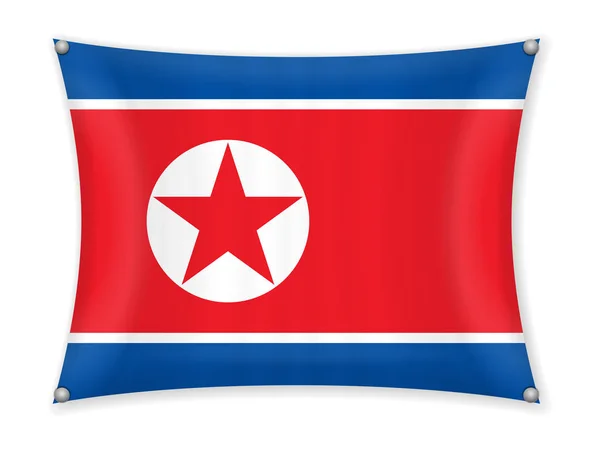 Acenando Bandeira Coreia Norte Fundo Branco — Vetor de Stock