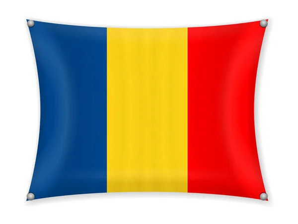 Ondeando Bandera Rumanía Sobre Fondo Blanco — Archivo Imágenes Vectoriales