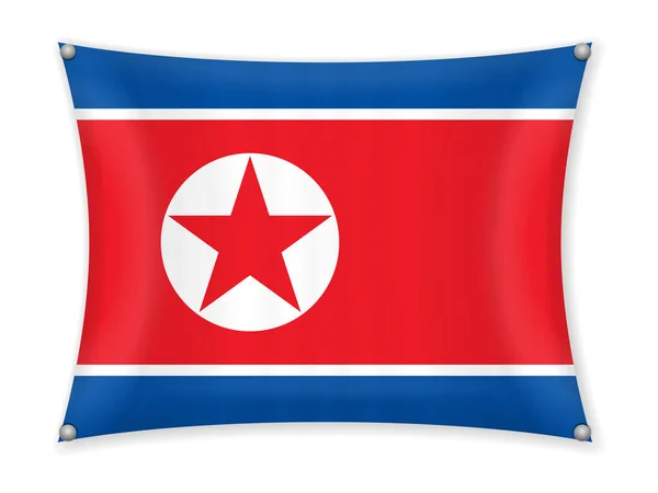 Viftar Nordkorea Flagga Vit Bakgrund — Stock vektor