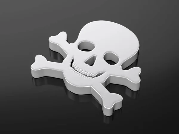 Metalen Skull Symbool Een Zwarte Achtergrond Illustratie — Stockfoto