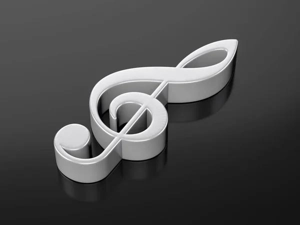 Metallic Music Note Symbol Black Background Illustration — Stock Photo, Image