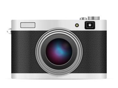 Beyaz bir arka plan üzerinde fotoğraf makinesi. Vektör çizim.