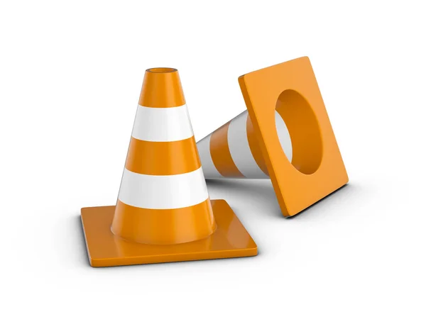 Traffic Cones White Background Illustration — Stock Photo, Image
