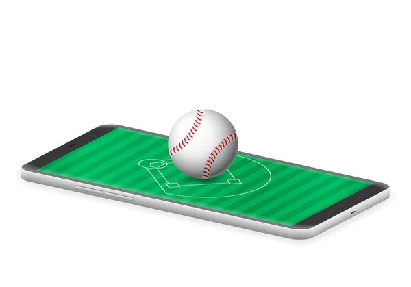 Smartphone Baseball Auf Weißem Hintergrund — Stockvektor