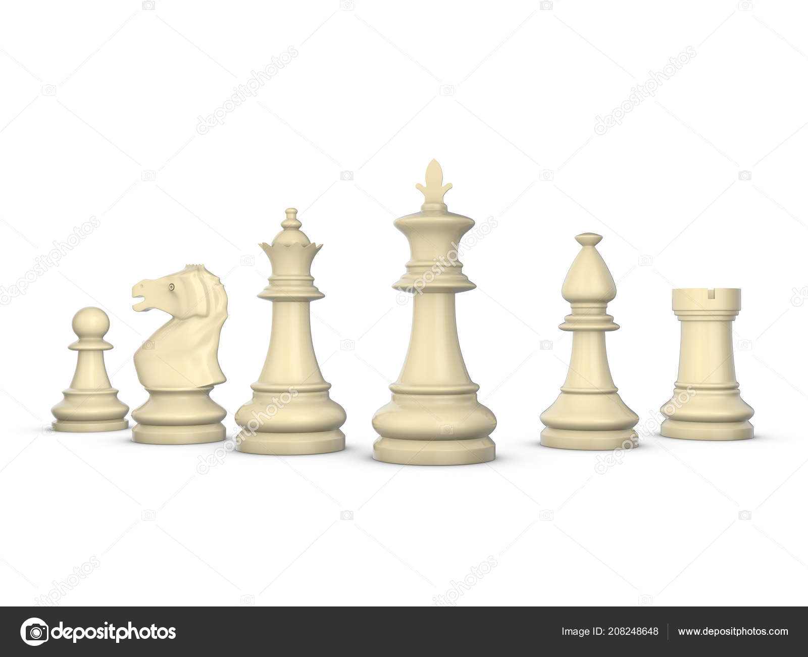 チェスの駒は白地に置かれている 3dイラスト ストック写真 C Julydfg