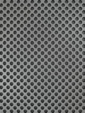 Metal ızgara yuvarlak delikler desen arka plan ile. 3D çizim.