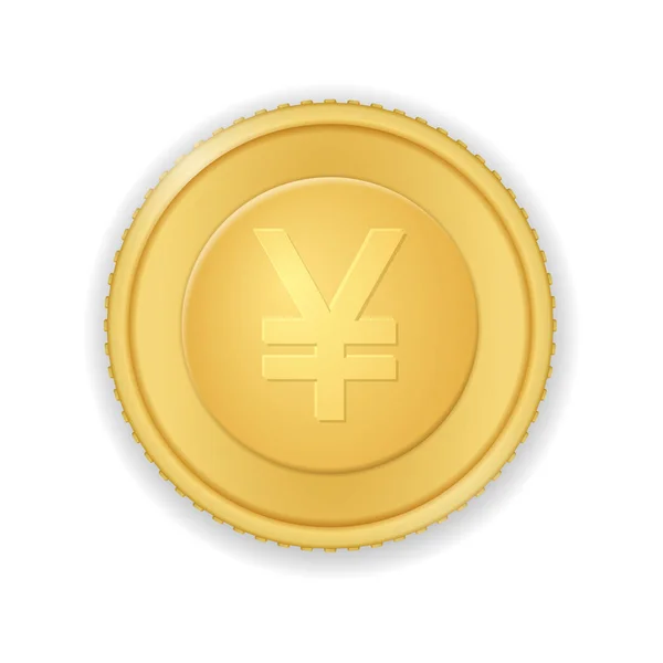 Coin Yen Symbol White Background — Stock Vector