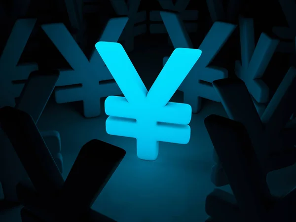 Helles Yen Symbol Auf Dunklem Hintergrund Illustration — Stockfoto
