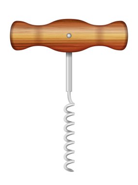 Beyaz arka planda tirbuşon. Vektör illüstrasyonu.