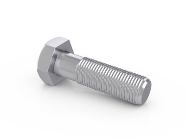 Beyaz bir arka plan üzerinde metal vida. 3D çizim.