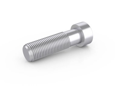 Beyaz bir arka plan üzerinde metal vida. 3D çizim.