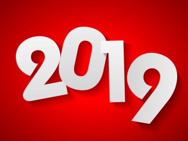 Beyaz bir arka plan üzerinde yeni yıl 2019. Vektör çizim.
