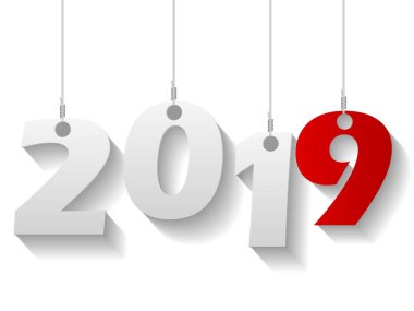 Beyaz bir arka plan üzerinde yeni yıl 2019. Vektör çizim.,