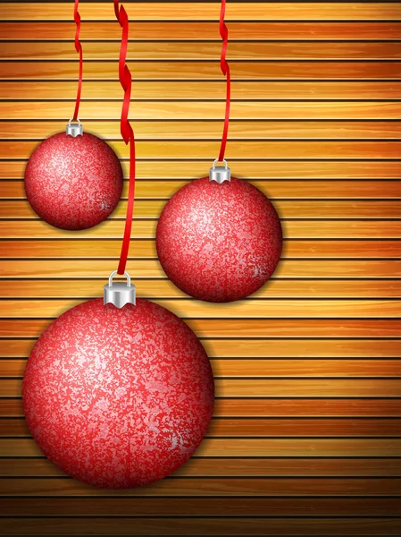 Boules Noël Sur Fond Planche Bois Illustration Vectorielle — Image vectorielle