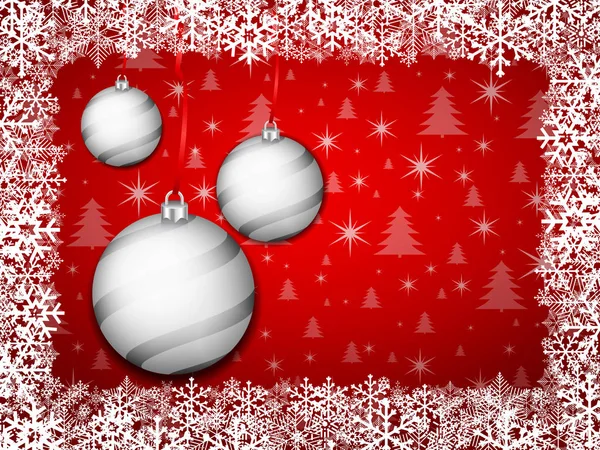 Weihnachten Hintergrund Mit Schneeflocken Und Kugeln Vektorillustration — Stockvektor