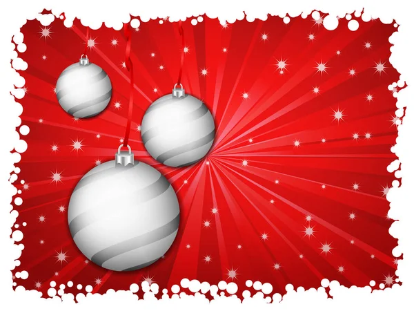 Fond Noël Avec Flocons Neige Boules Illustration Vectorielle — Image vectorielle