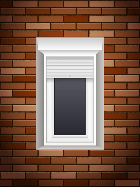 Fenster Mit Rollläden Ziegelmauer — Stockvektor
