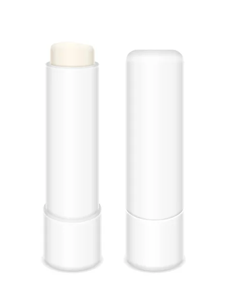 Lip Balm Stick Vit Bakgrund Vektorillustration — Stock vektor