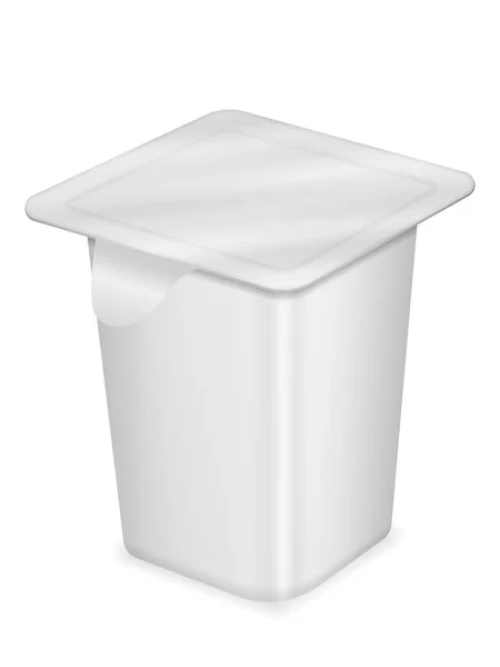 Plastic Pack Yogurt White Background — Stock Vector