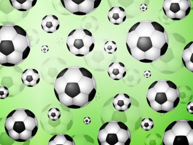 Futbol topları tarafından kurulan arka plan. Vektör çizim.