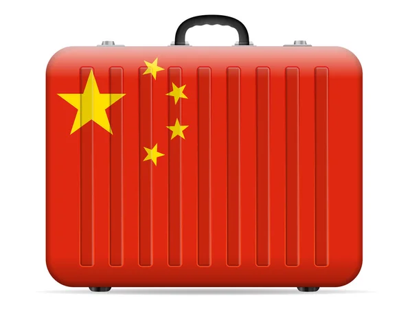 Kina Flagga Reser Resväska Vit Bakgrund Vektorillustration — Stock vektor