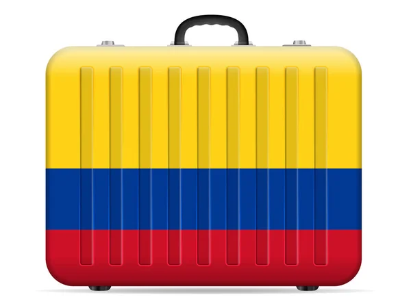 Mala Viagem Bandeira Colômbia Fundo Branco Ilustração Vetorial — Vetor de Stock