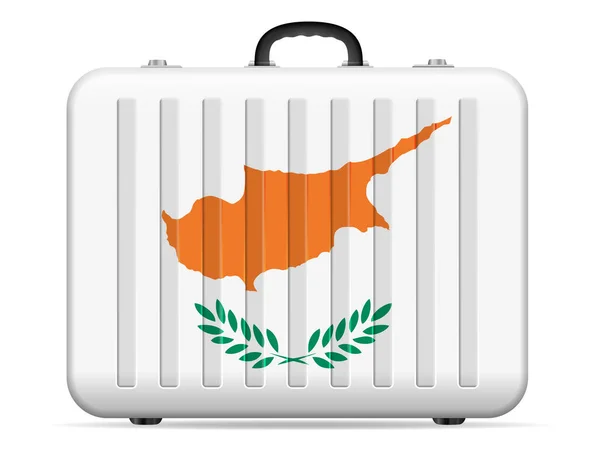 Cipro Bandiera Viaggio Valigia Uno Sfondo Bianco Illustrazione Vettoriale — Vettoriale Stock