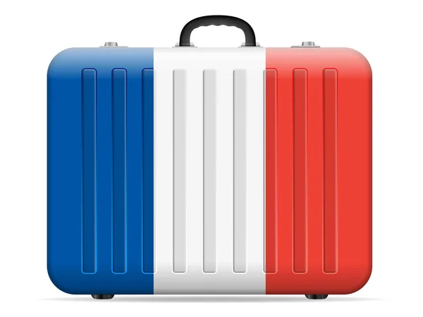 Vlajka Francie Cestovní Kufr Bílém Pozadí Vektorové Ilustrace — Stockový vektor
