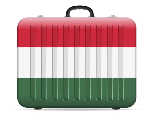 Hongrie Drapeau Valise Voyage Sur Fond Blanc Illustration Vectorielle — Image vectorielle