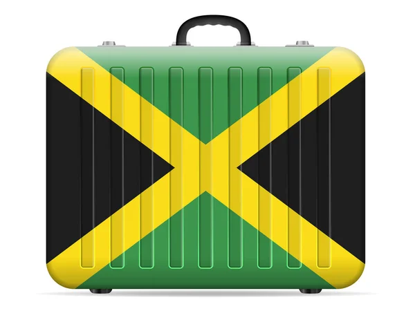 Maleta Viaje Con Bandera Jamaica Sobre Fondo Blanco Ilustración Vectorial — Archivo Imágenes Vectoriales