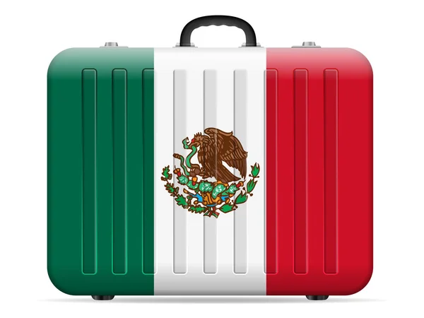 Maleta Viaje Bandera México Sobre Fondo Blanco Ilustración Vectorial — Vector de stock