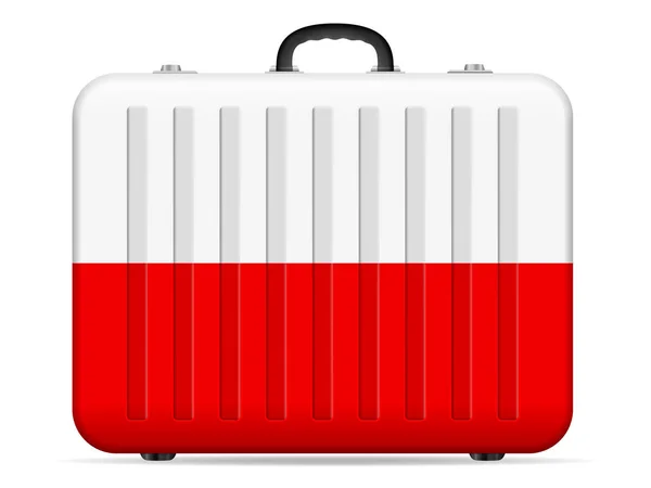 Vlajka Polsko Cestovní Kufr Bílém Pozadí Vektorové Ilustrace — Stockový vektor