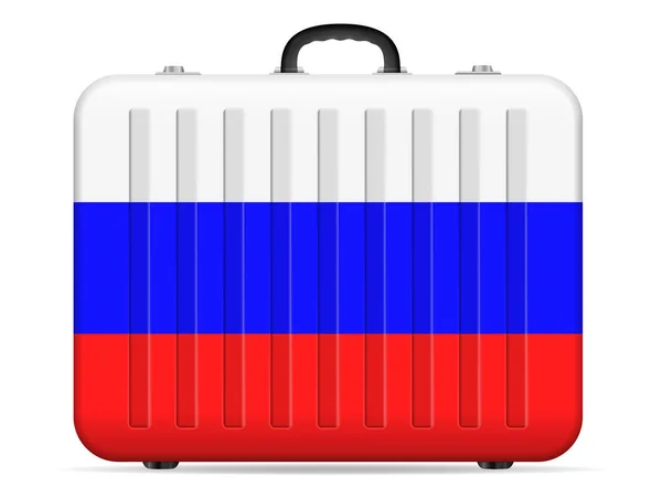 ロシアの国旗は 白地にスーツケースを旅行します ベクトル図 — ストックベクタ