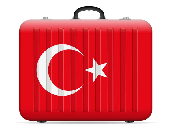 Mala Viagem Bandeira Turquia Fundo Branco Ilustração Vetorial — Vetor de Stock