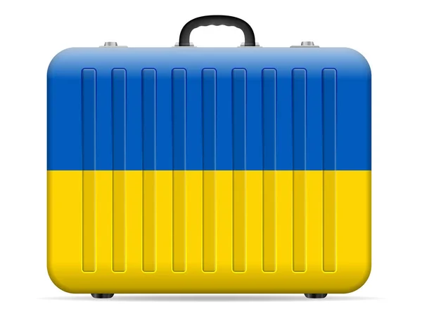 Vlajka Ukrajiny Cestovní Kufr Bílém Pozadí Vektorové Ilustrace — Stockový vektor