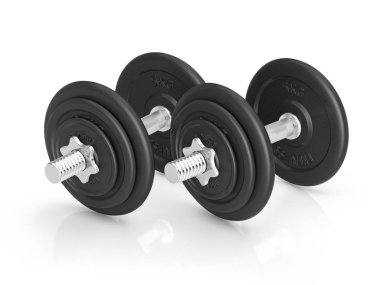 Fitness Egzersiz halter beyaz zemin üzerinde. 3D çizim.