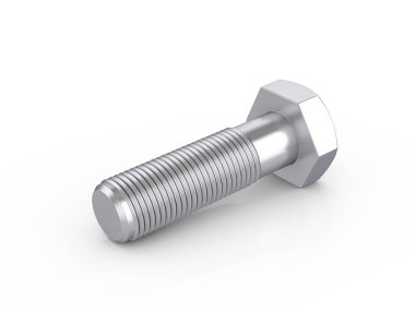 Beyaz bir arka plan üzerinde metal vida. 3D çizim.