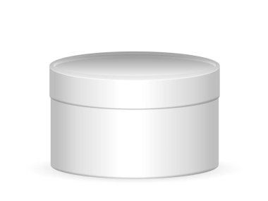 Beyaz arka planda yuvarlak kağıt kutu. Vektör illüstrasyonu.