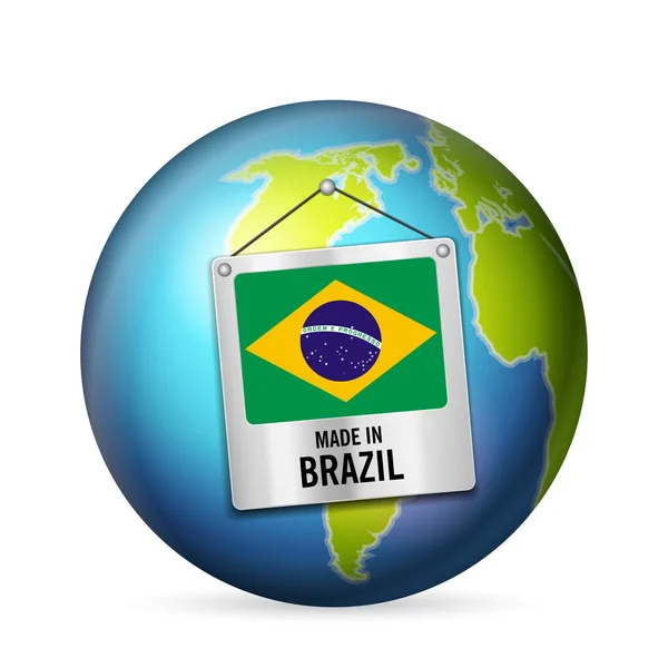 Sign Made Brazil White Background — Stock Vector