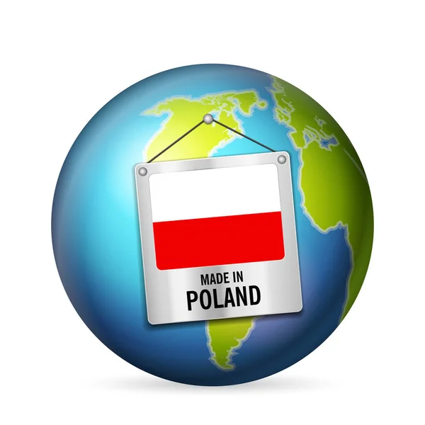 Sinal Feito Polônia Fundo Branco — Vetor de Stock