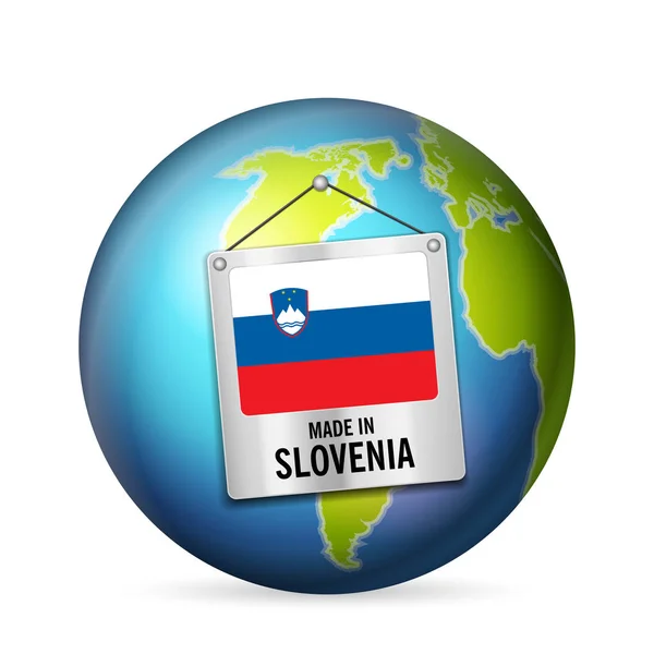 Sign Made Slovenia White Background — Stock Vector