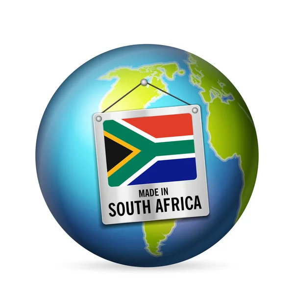 Panneau Fabriqué Afrique Sud Sur Fond Blanc — Image vectorielle