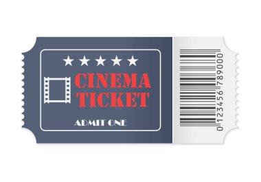 Beyaz bir arka plan üzerinde sinema bilet. Vektör çizim.