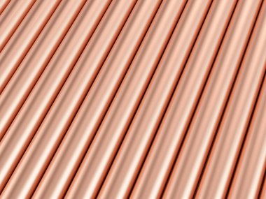 Arka plan bakır borular tarafından kuruldu. 3D çizim.