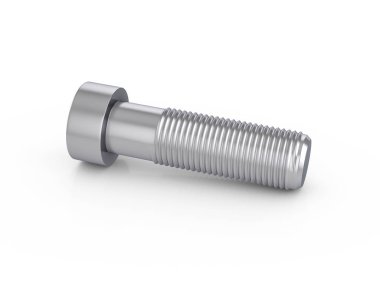 Beyaz bir arka plan üzerinde metal vida. 3D çizim.