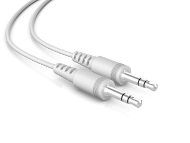Beyaz arka planda Stereo Jacks. 3d illüstrasyon.