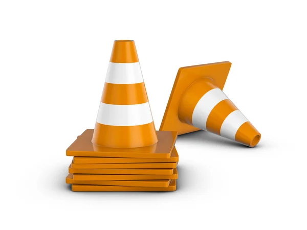 Traffic Cones White Background Illustration — Stock Photo, Image